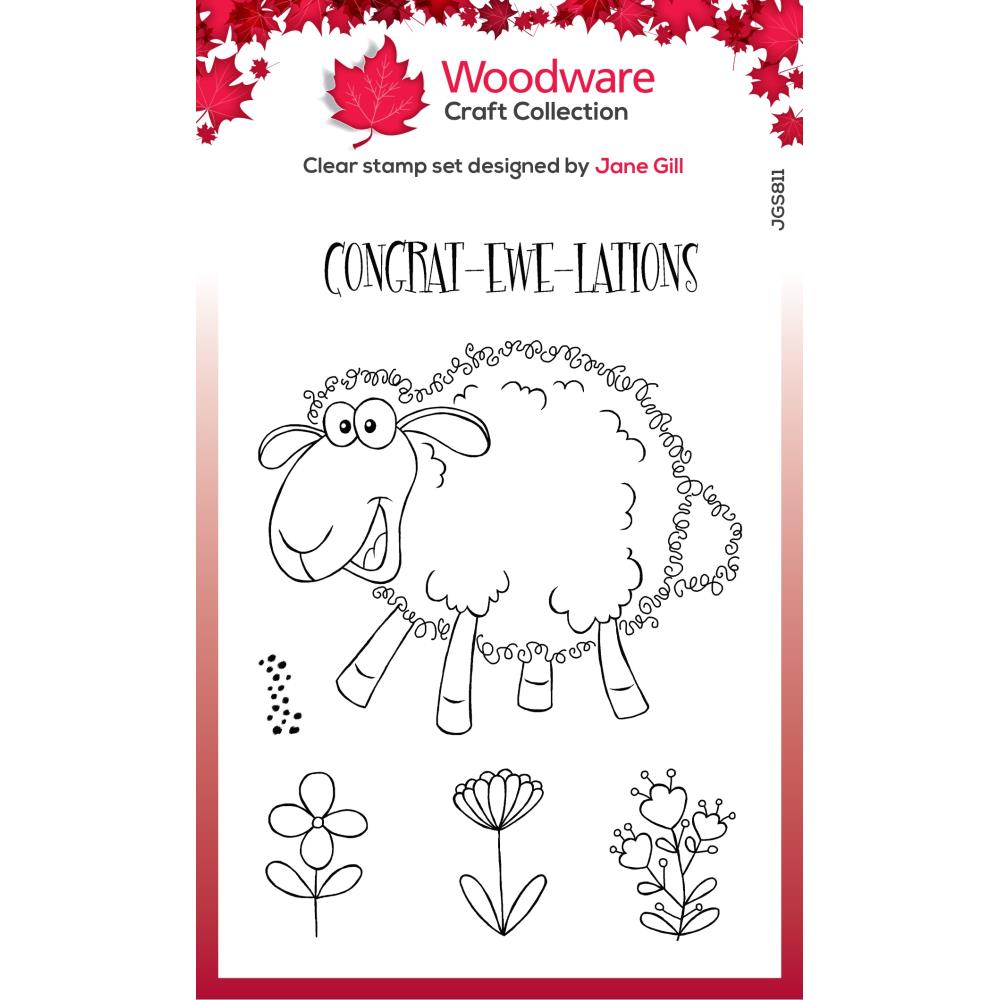 Woodware 4"x6" Clear Stamp: Fuzzie Friends, Sadie The Sheep (JGS811)