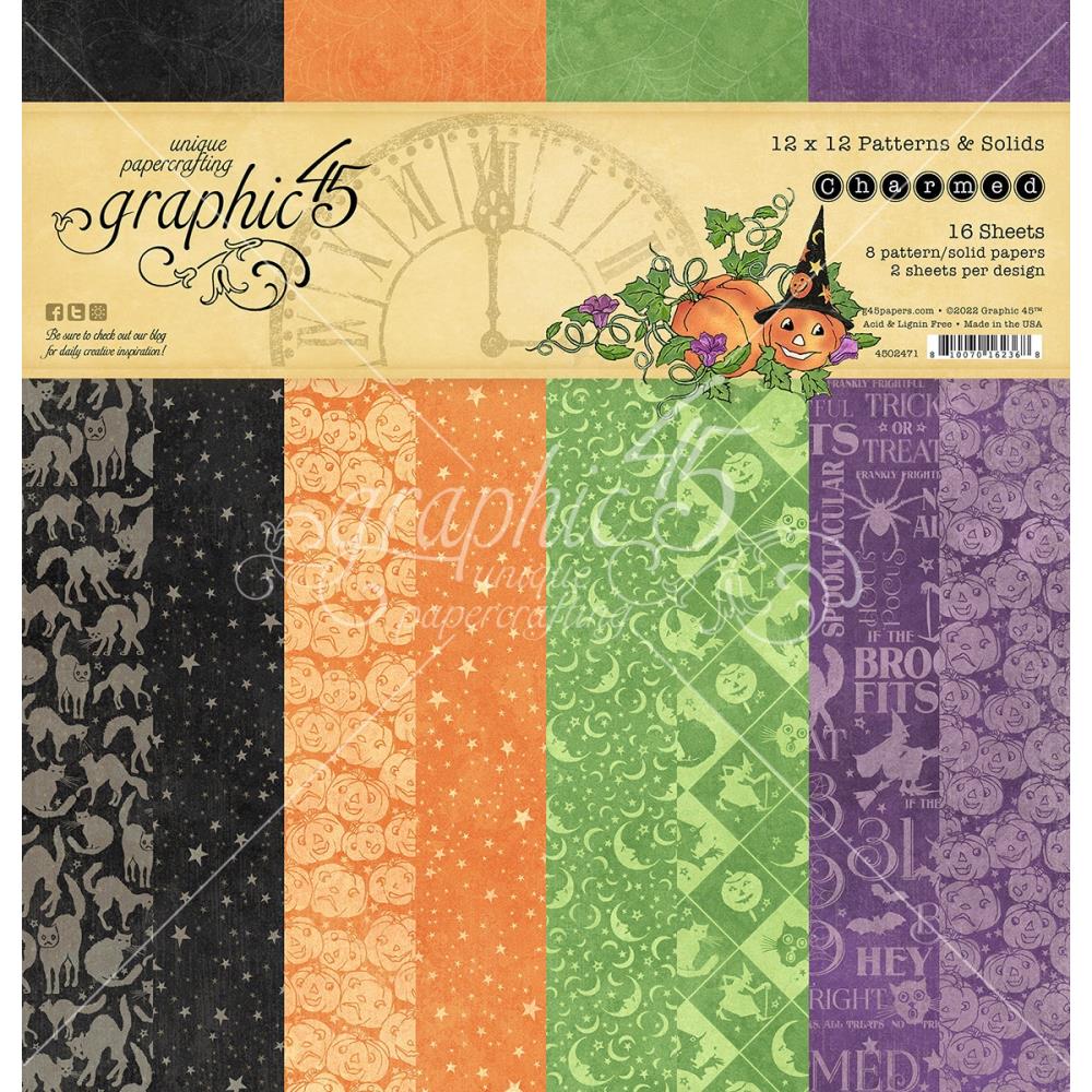 Graphic 45 Charmed 12"x12" Double Sided Paper Pad: Patterns & Solids (G4502471)