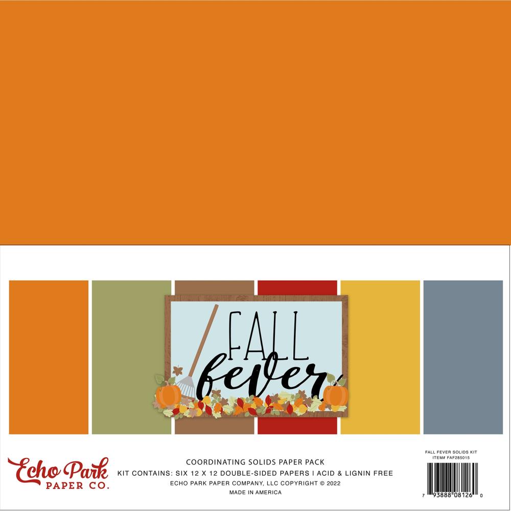 Echo Park Fall Fever 12"x12" Double Sided Solid Cardstock (AF285015)