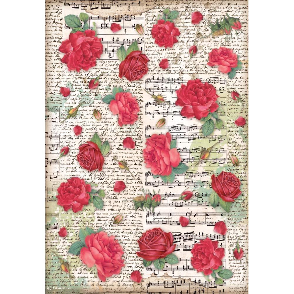 Stamperia Desire A4 Rice Paper Sheet: Red Roses (DFSA4720)