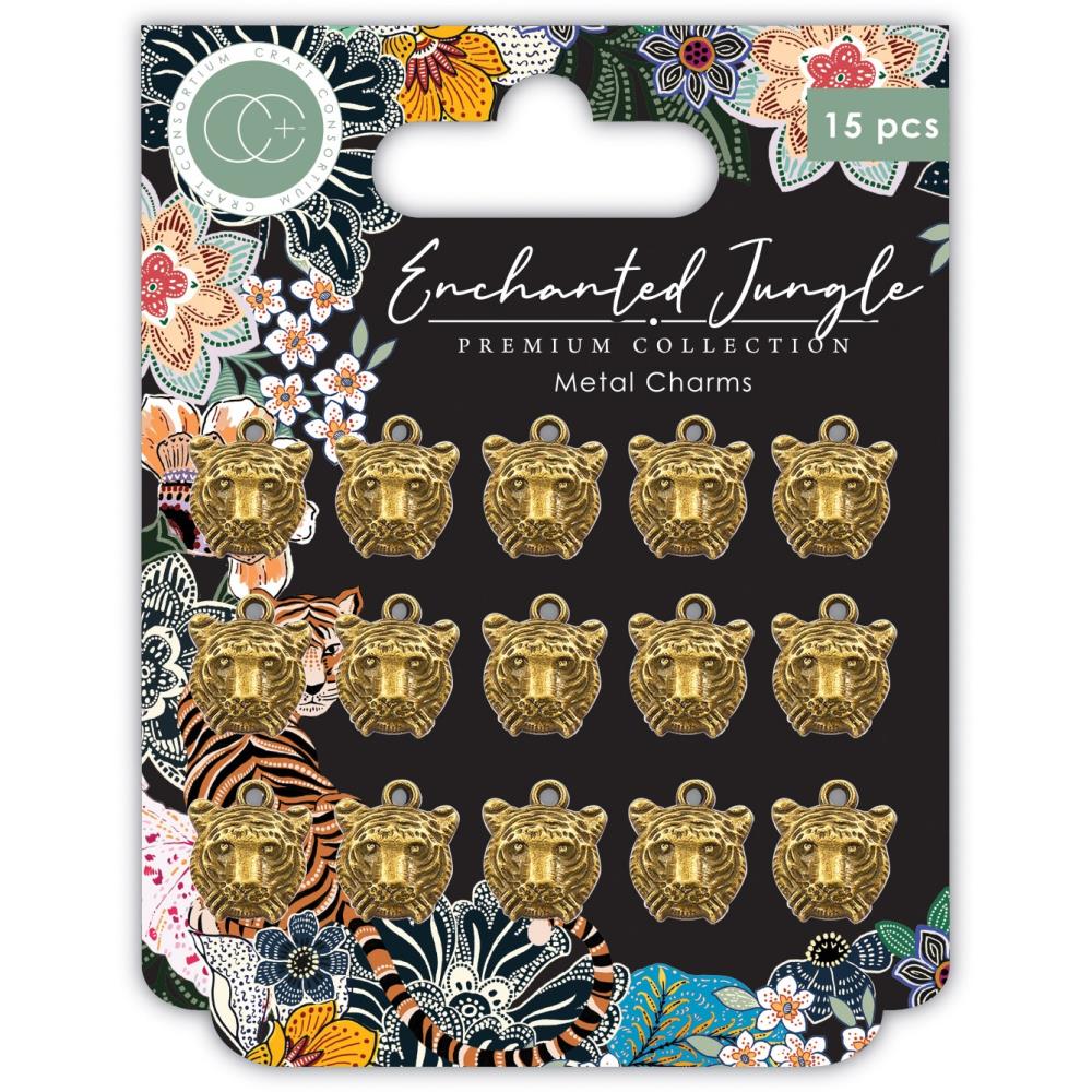 Craft Consortium Enchanted Jungle Metal Charms: Tiger (CCMCHR36)