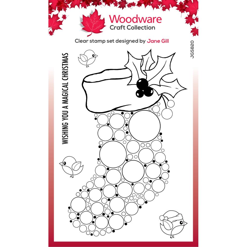 Woodware 4"x6" Clear Stamp: Big Bubble Bauble, Stocking (JGS820)