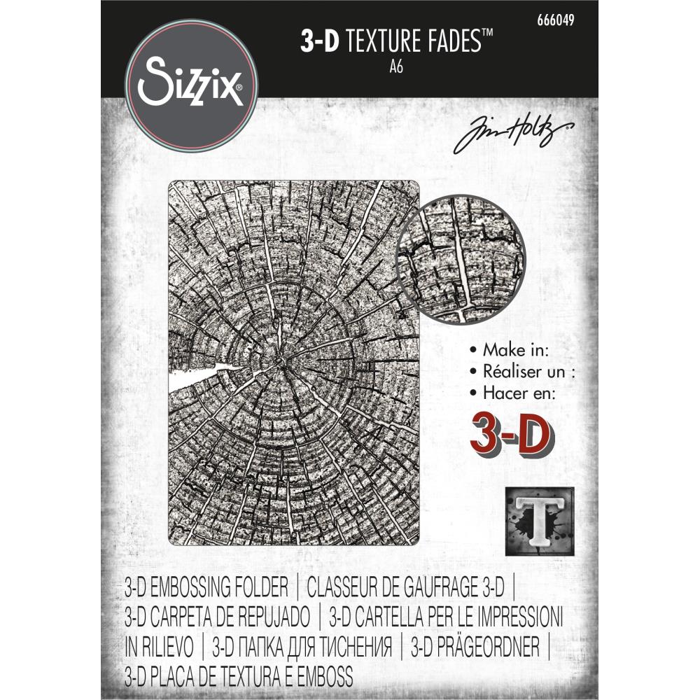 Sizzix 3D Texture Fades Embossing Folder: Tree Rings, by Tim Holtz (666049)