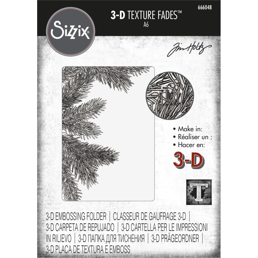 Sizzix 3D Texture Fades Embossing Folder: Pine Branches, by Tim Holtz (666048)