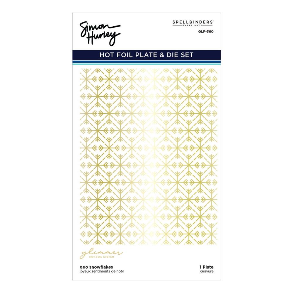 Spellbinders Joyful Christmas Glimmer Hot Foil Plate: Geo Snowflakes, by Simon Hurley (GLP360)