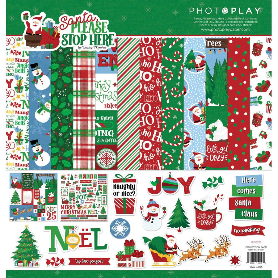 Photoplay Santa Please Stop Here 12x12 Stickers: Elements (PSPS4218)