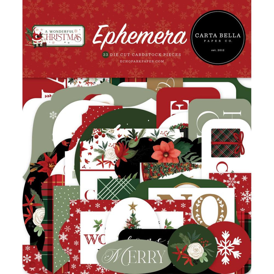 Carta Bella Cardstock Ephemera-Peaceful Christmas Flora - 691835251219