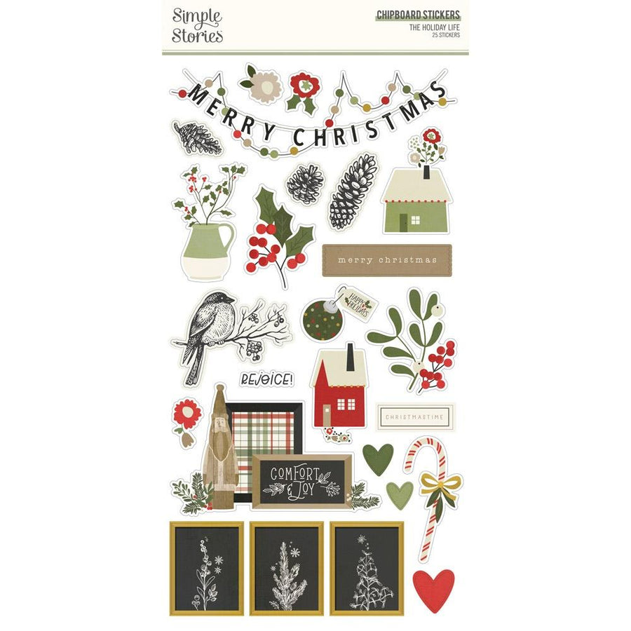 Simple Stories Boho Christmas Chipboard Stickers