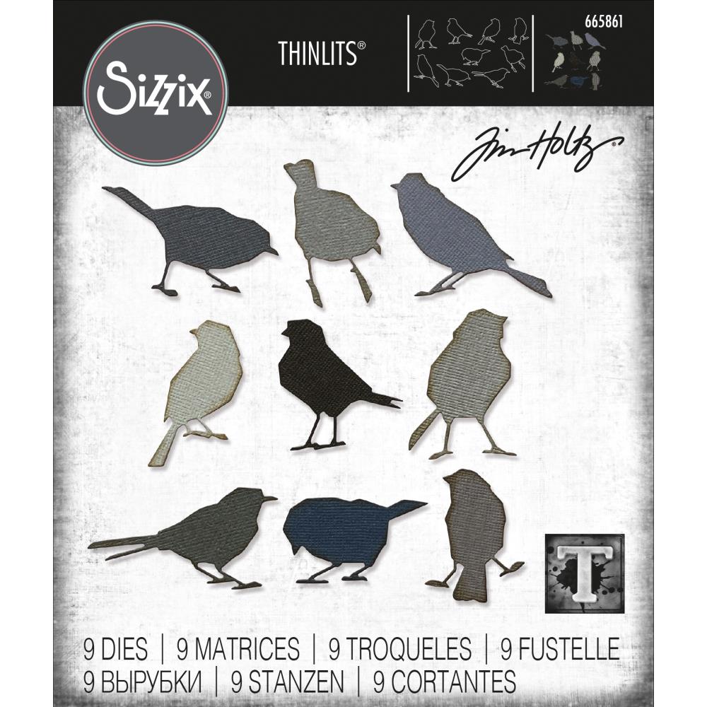 Sizzix Thinlits Dies: Silhouette Birds, 9/Pkg, by Tim Holtz (665861)