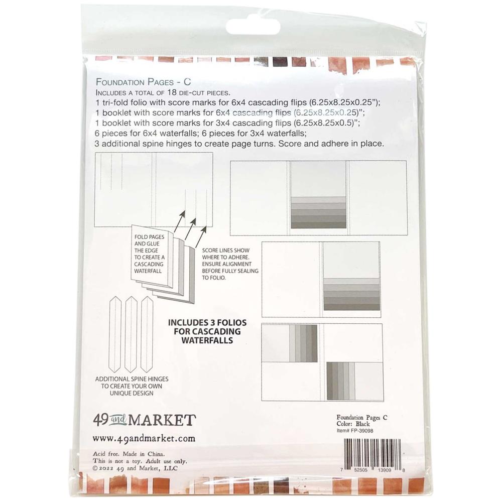 49 And Market Essential Cardstock 12X12 20/Pkg-Black - 786724924036