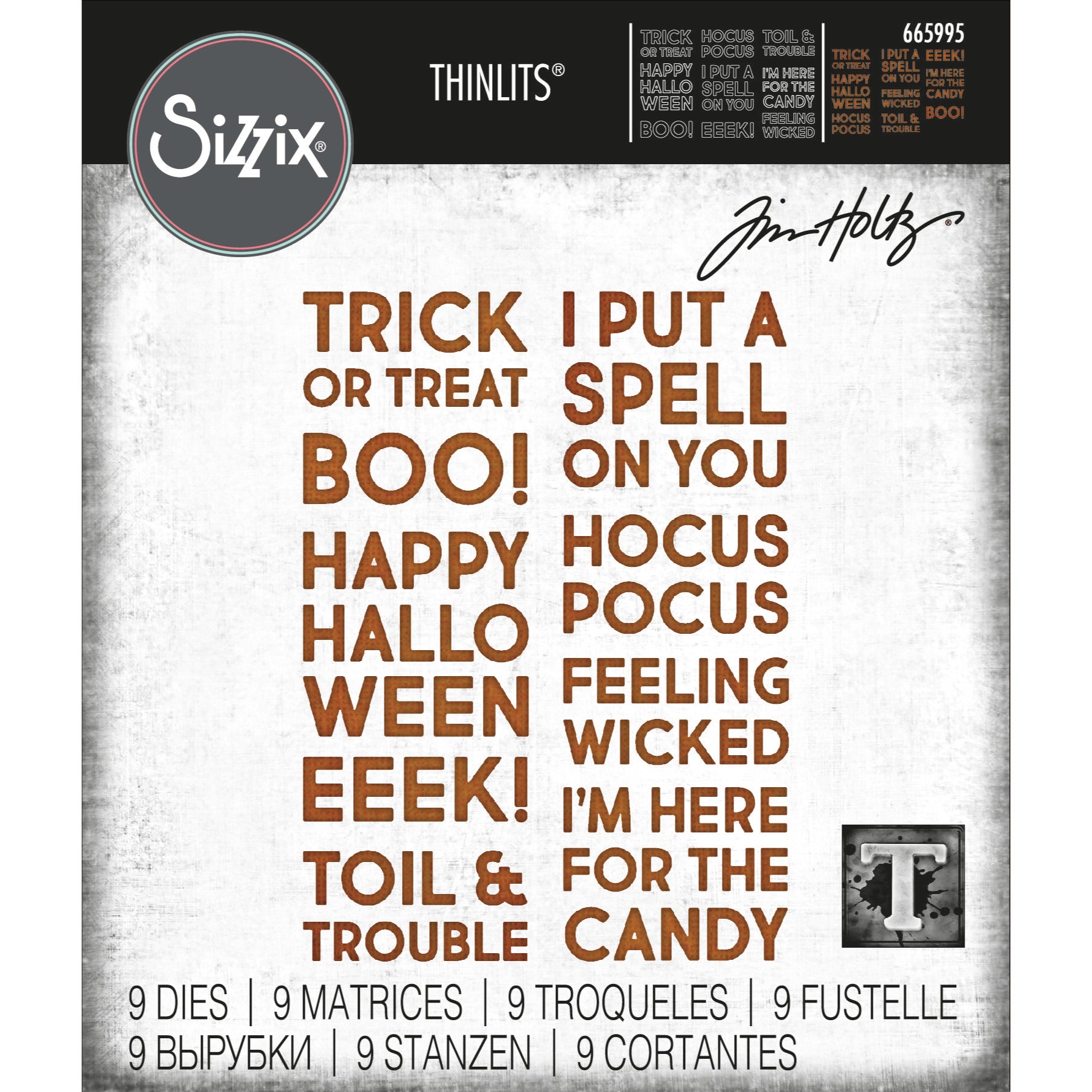 Sizzix Thinlits Die Set: Bold Text Halloween, by Tim Holtz (665995)