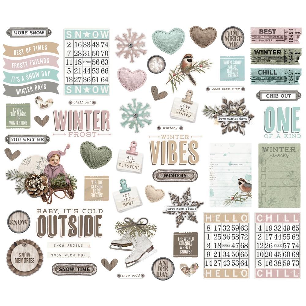 Simple Vintage Winter Woods Foam Stickers 49/pkg-svww9127 