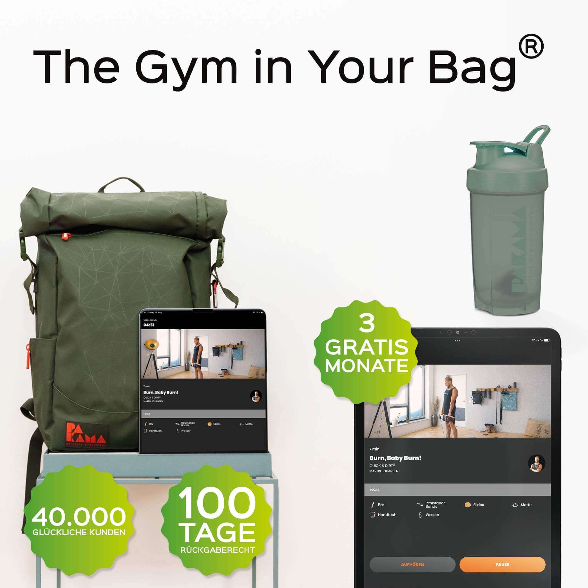 Fitnessstudio to Go (+3 Monate App) + Shaker