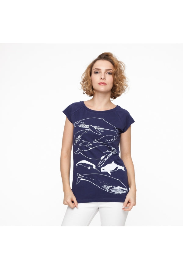 Slogan Thokkthokk Whale Fairtrade Women S T Shirt Blue Veenofs