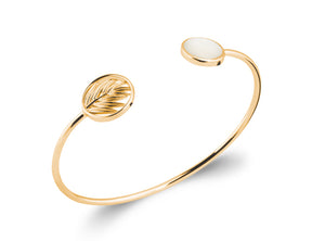 Gold Palm Leaf and Mother of Pearl Bangle
