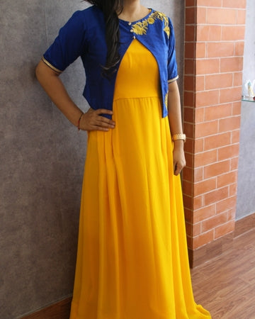 yellow indo western dress