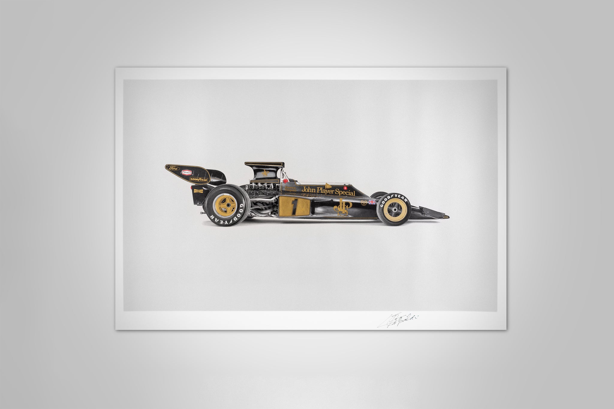 Lotus 72D - Art Silkscreen Prints - Emerson Fittipaldi Signed - Gold Leaf Edition of 50 