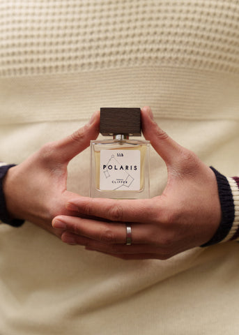 Polaris men's premium aftershave from Thomas Clipper, a warming amber cologne