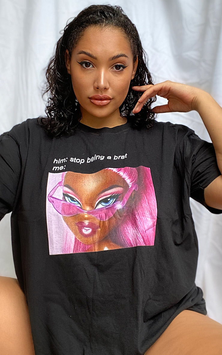 Stop Being A Brat Black Tee – Splashy