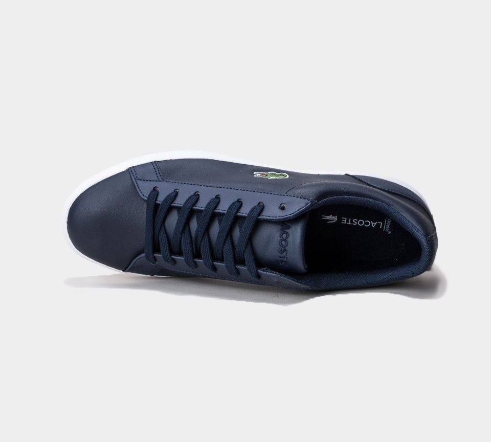 lacoste navy leather trainers