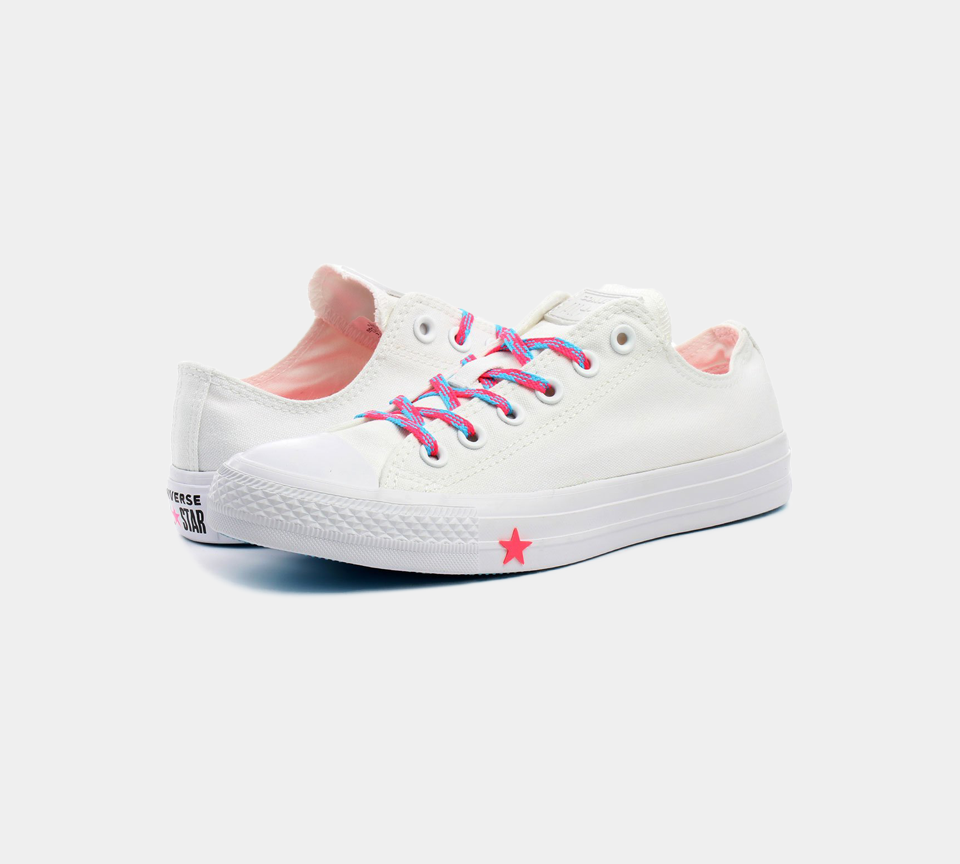 Converse CTAS OX 564117C White/Racer Pink UK – ViviFashion