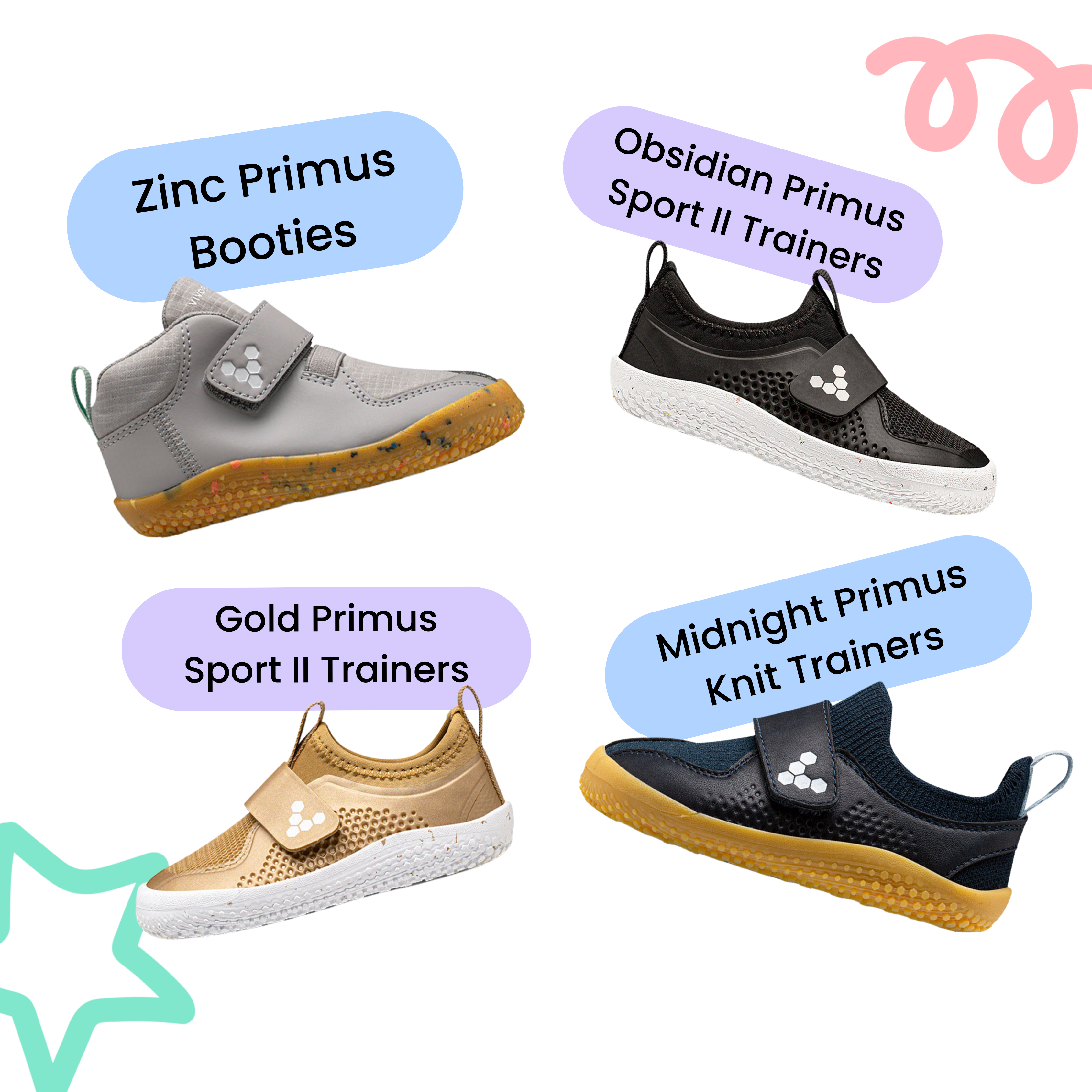 Bundlee, rented baby shoes - Vivobarefoot Zinc Primus Booties, Vivobarefoot Obsidian Primus Sport II Trainers, Vivobarefoot Gold Primus Sport II Trainers, Midnight Primus Knit Trainers