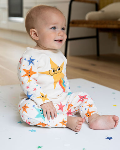 Baby Brodie in The Bonnie Mob Bright Stars Long Sleeve Bodysuit