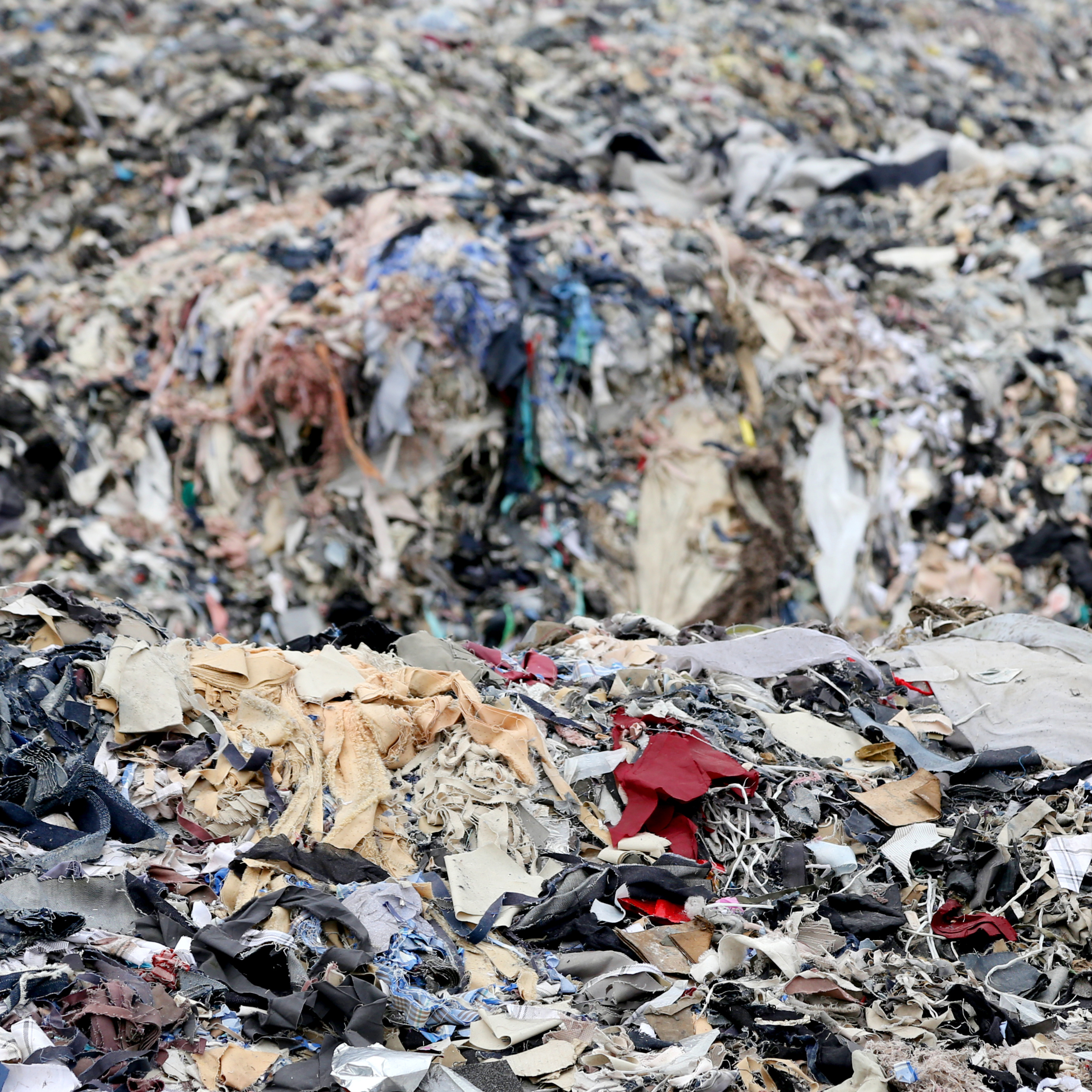 Clothing waste at a landfill site 