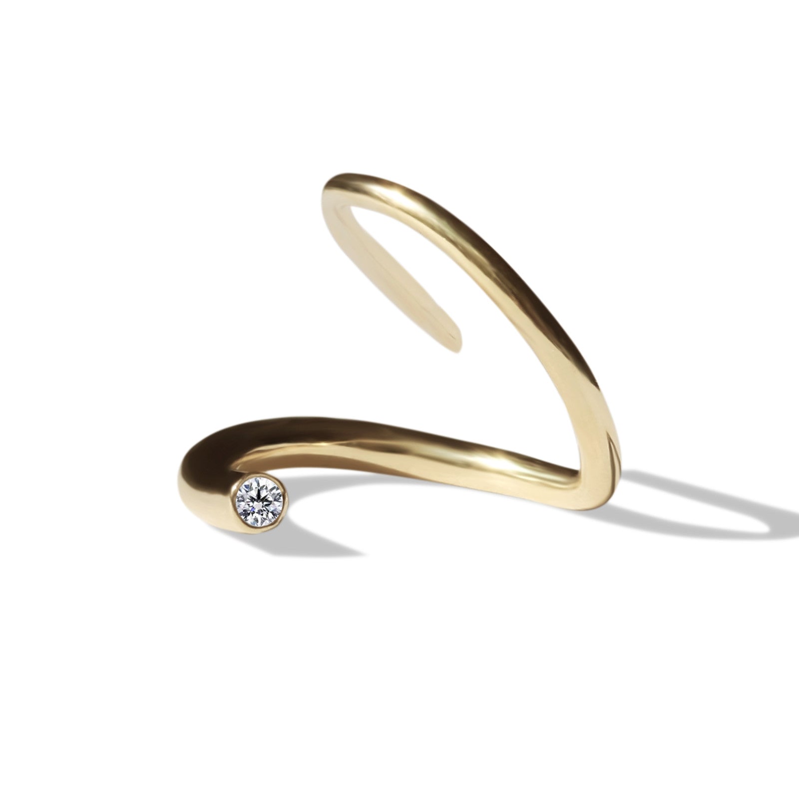 Diamond Crescendo Pin Ring - 18 Karat Yellow Gold