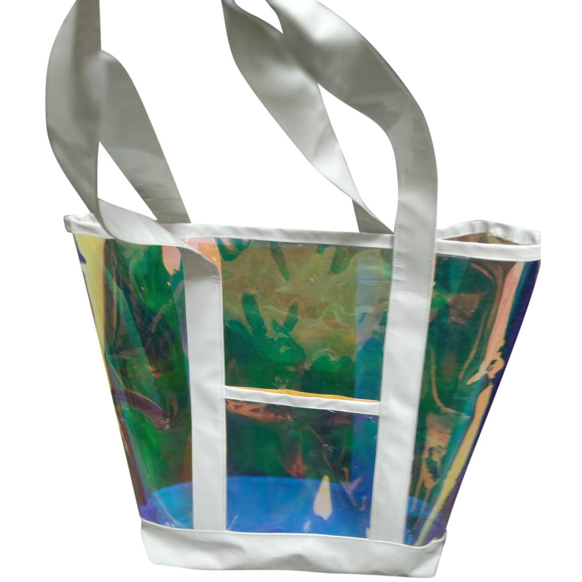 clear iridescent bag