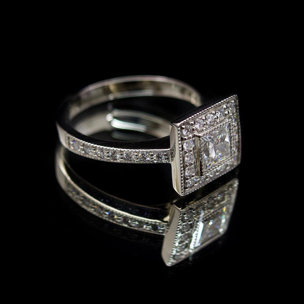 Nouveau Jewellers Manchester | Princess Cut Square Halo Diamond Ring