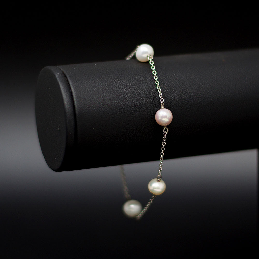 Sterling Silver Freshwater Cultured Pearl Bracelet | Princess Jewelry