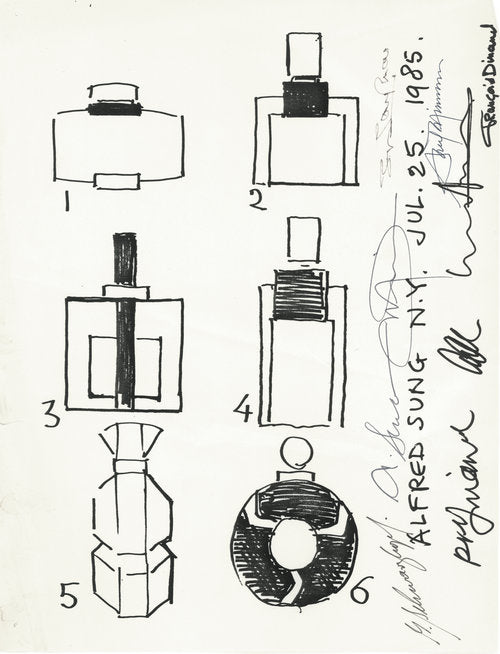 A first submission sketch of the SUNG bottle by Pierre Dinand - July 25, 1986.
