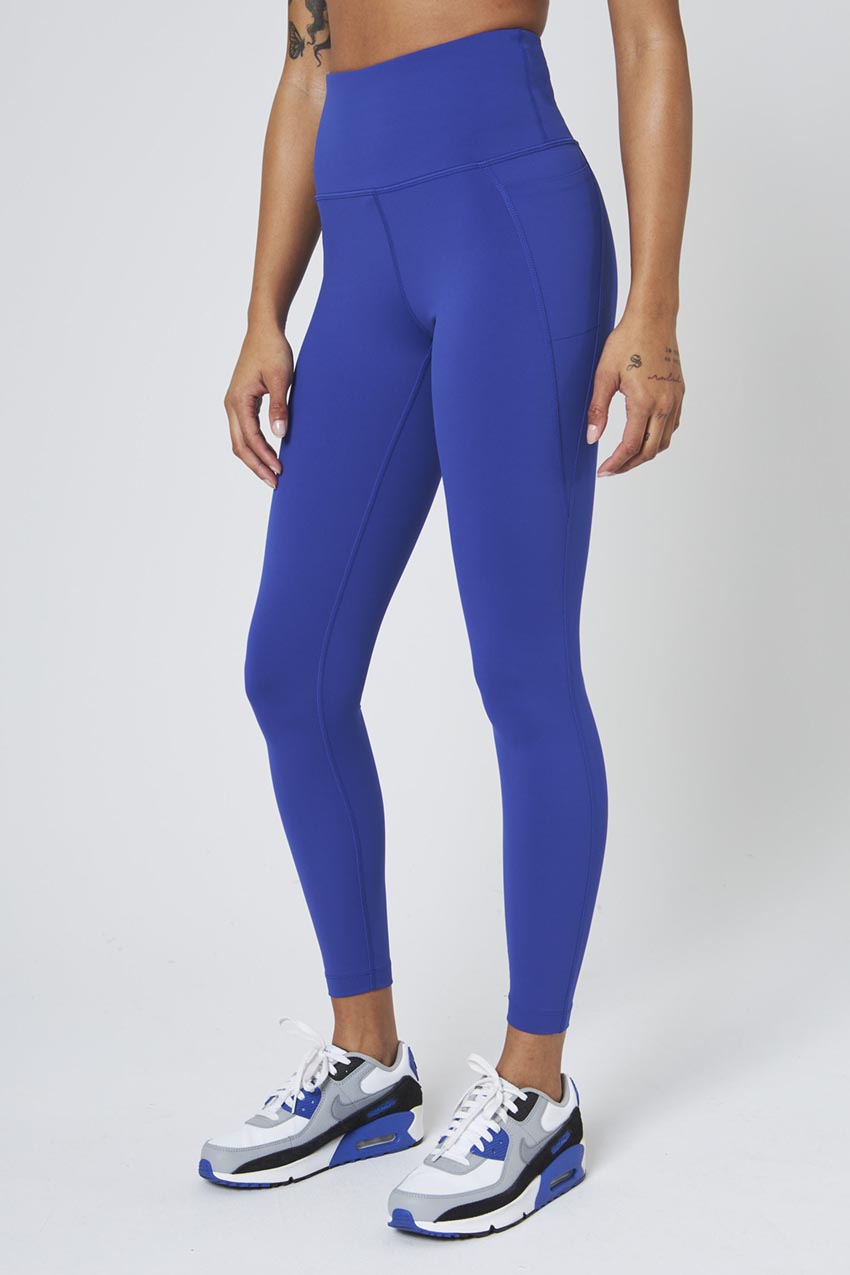 Lululemon Ruched Leggings Zip Pocket Blue Active Athletic Women's