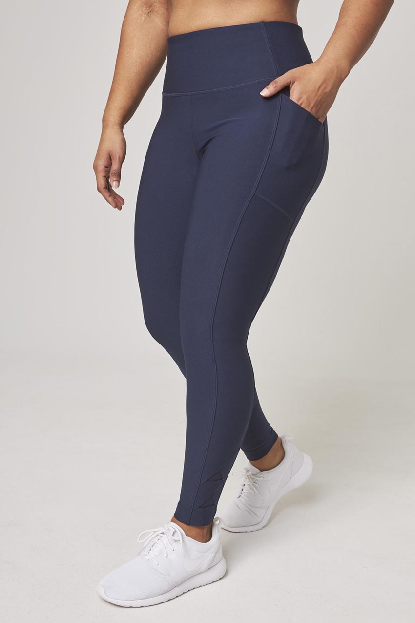 Buy AWA Lunge Black with Blue Trim Knee Length Mid-Waist Stretchable  Leggings/Pants/Tights/Lowers for Women for Gym/Yoga/Workout  Active/Athleisure wear (Sizes S to XL) at