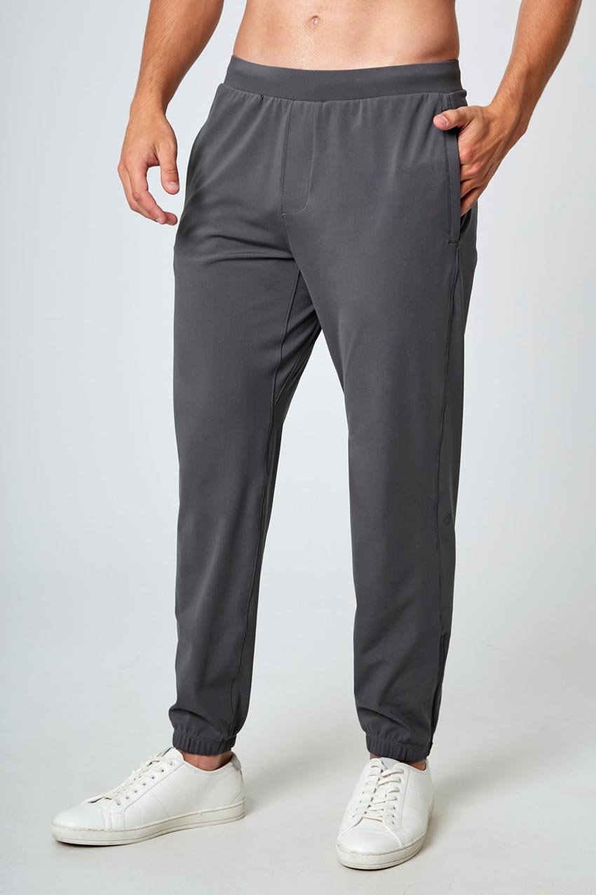 Mondetta Mens Performance Zipper Leg Jogger Pants, Gray Medium 