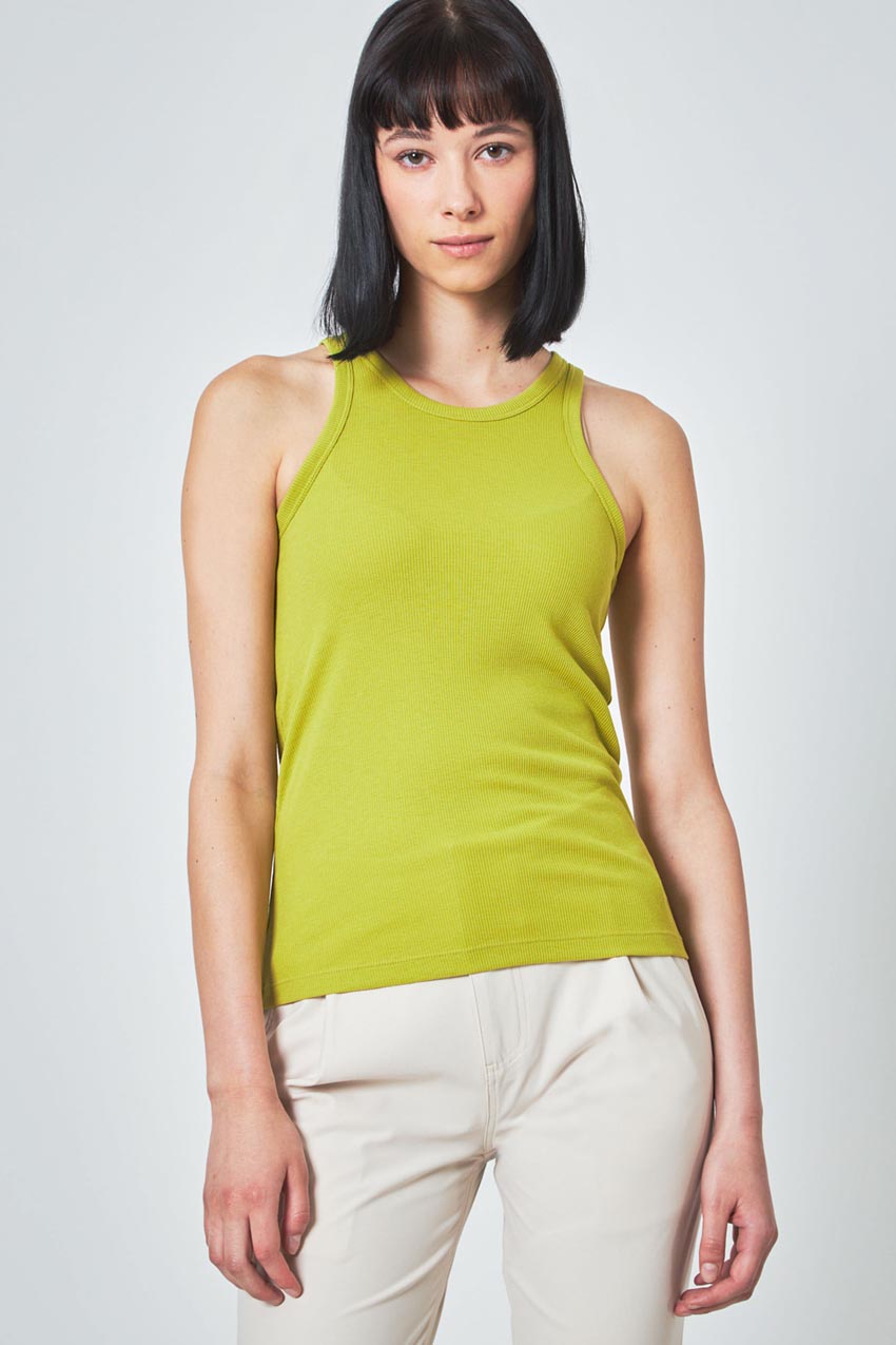 Collaborate Fitted Mock Neck Rib Sleeveless Top