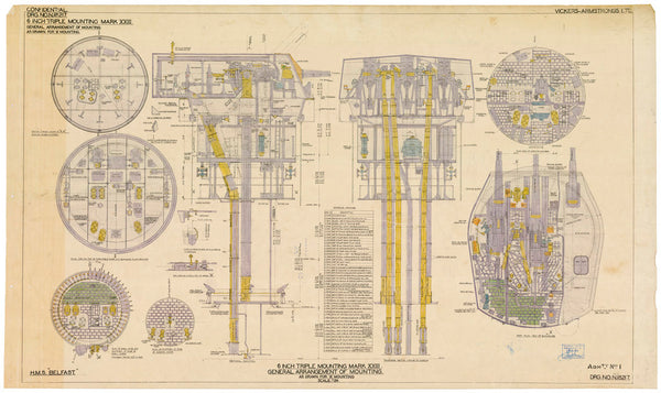 6-inch Triple Mounting Marck XXIII plan relating HMS Belfast (C35) (19