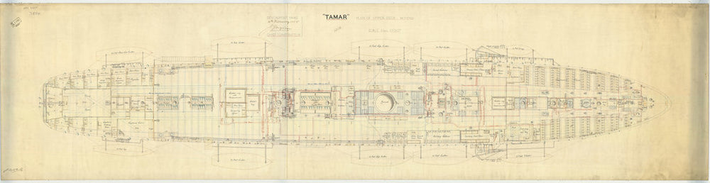 Upper deck plan for HMS 'Tamar' (1863)