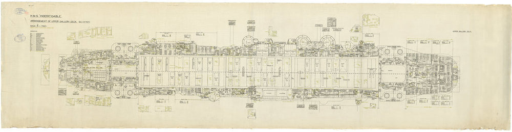 Upper gallery deck plan of HMS Indefatigable 1942 