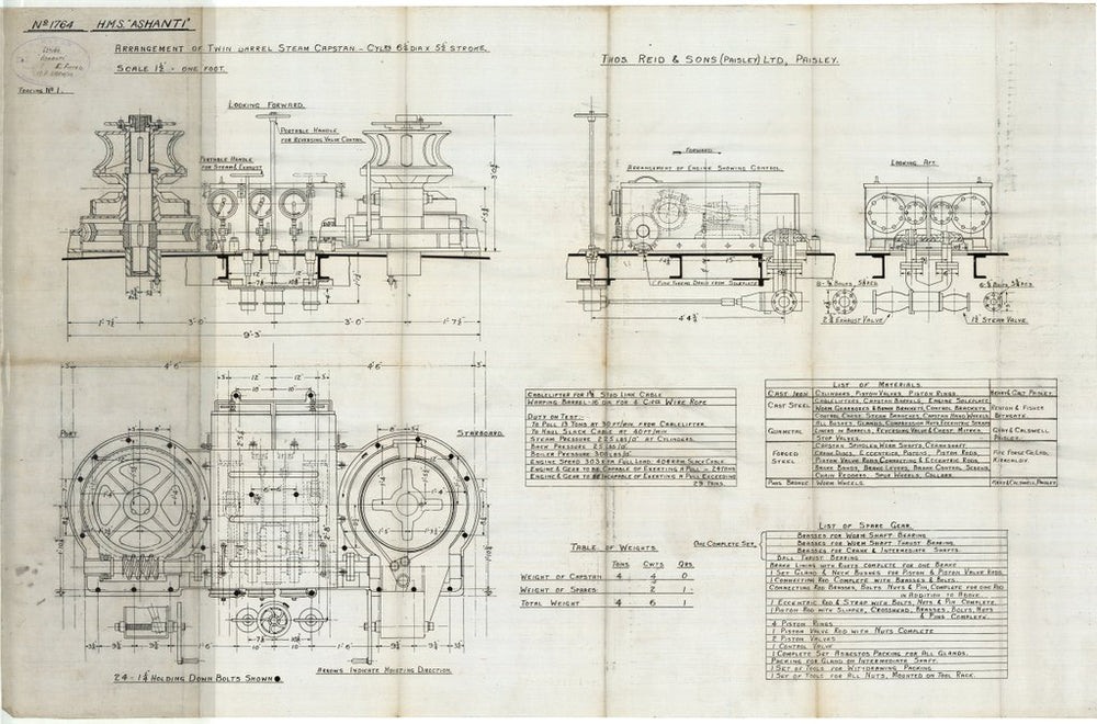 Steam Capstan Machinery As Fitted For Hms Ashanti 1937