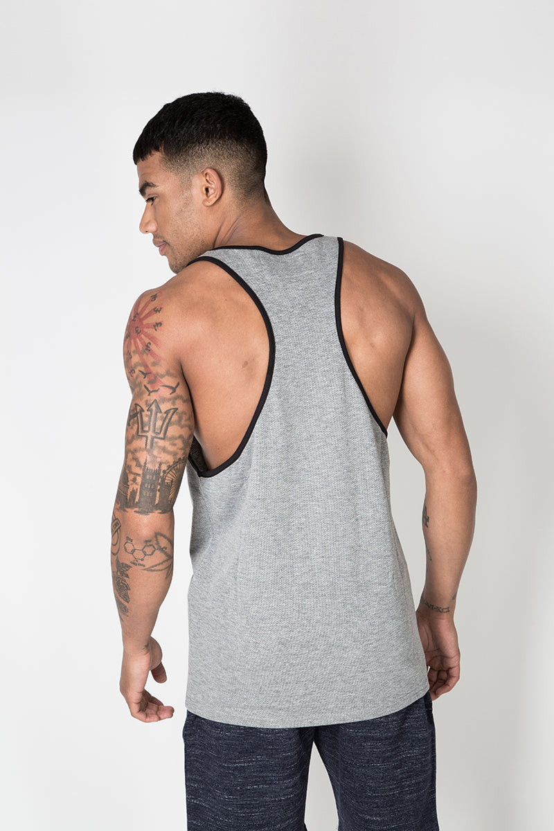 Racer Back Vest with Graphic Print in Grey – Spitalfields Sports Co