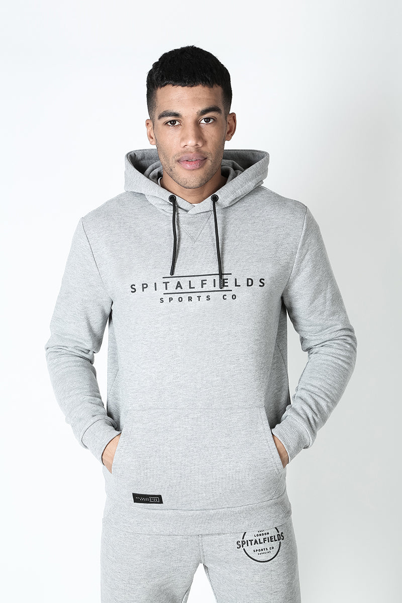 Hoodie with Signature Chest Graphic Print in Grey Marl – Spitalfields ...