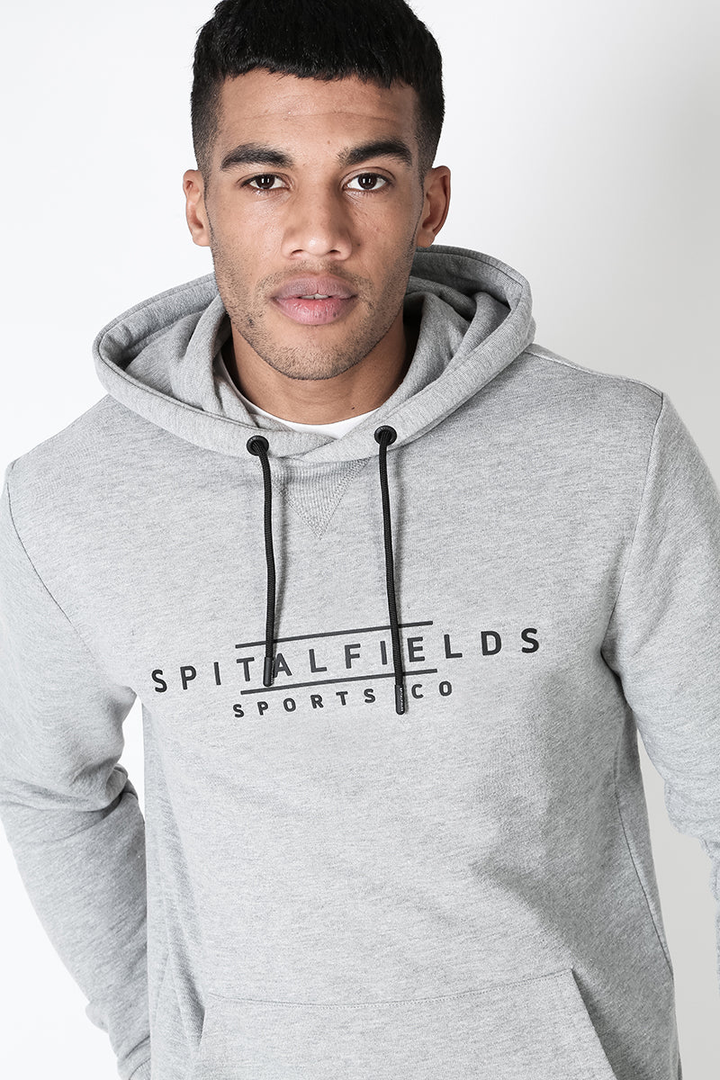 Hoodie with Signature Chest Graphic Print in Grey Marl – Spitalfields ...