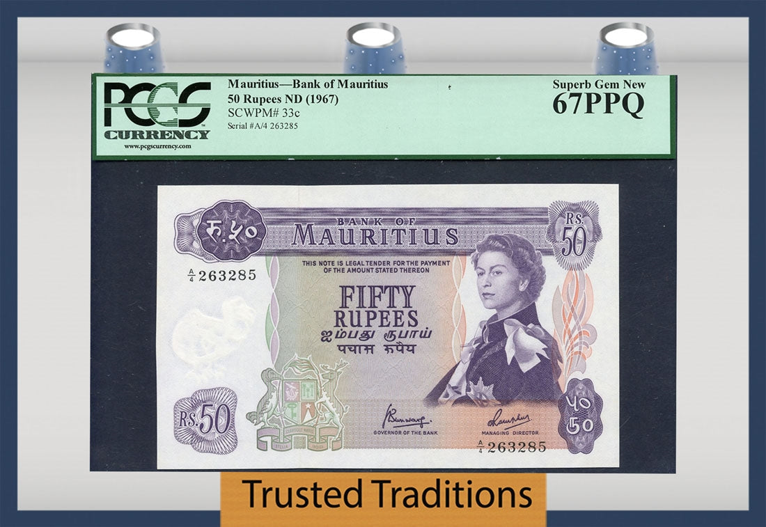 早割クーポン！ Grading Rupees【1985-91】『PMG Mauritius》20 of