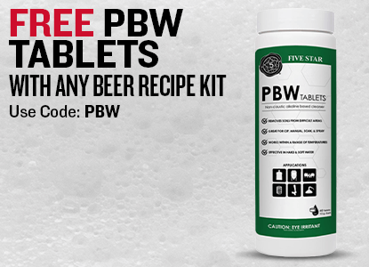 Free PBW Tablets With any Beer Recipe Kit. Use code PBW