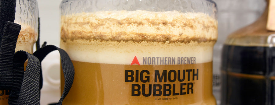 Picture of Beer Fermenting in a carboy with the words Big Mouth Bubbler on it