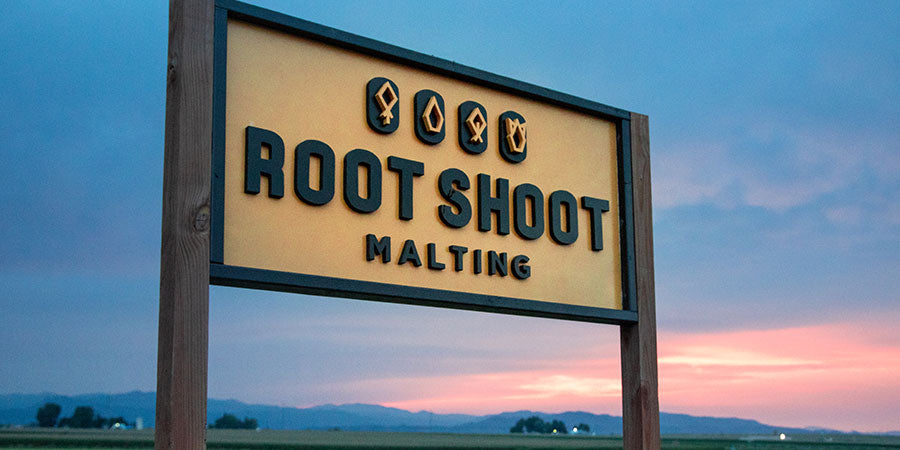 Root Shoot Malting Sign with Sunset