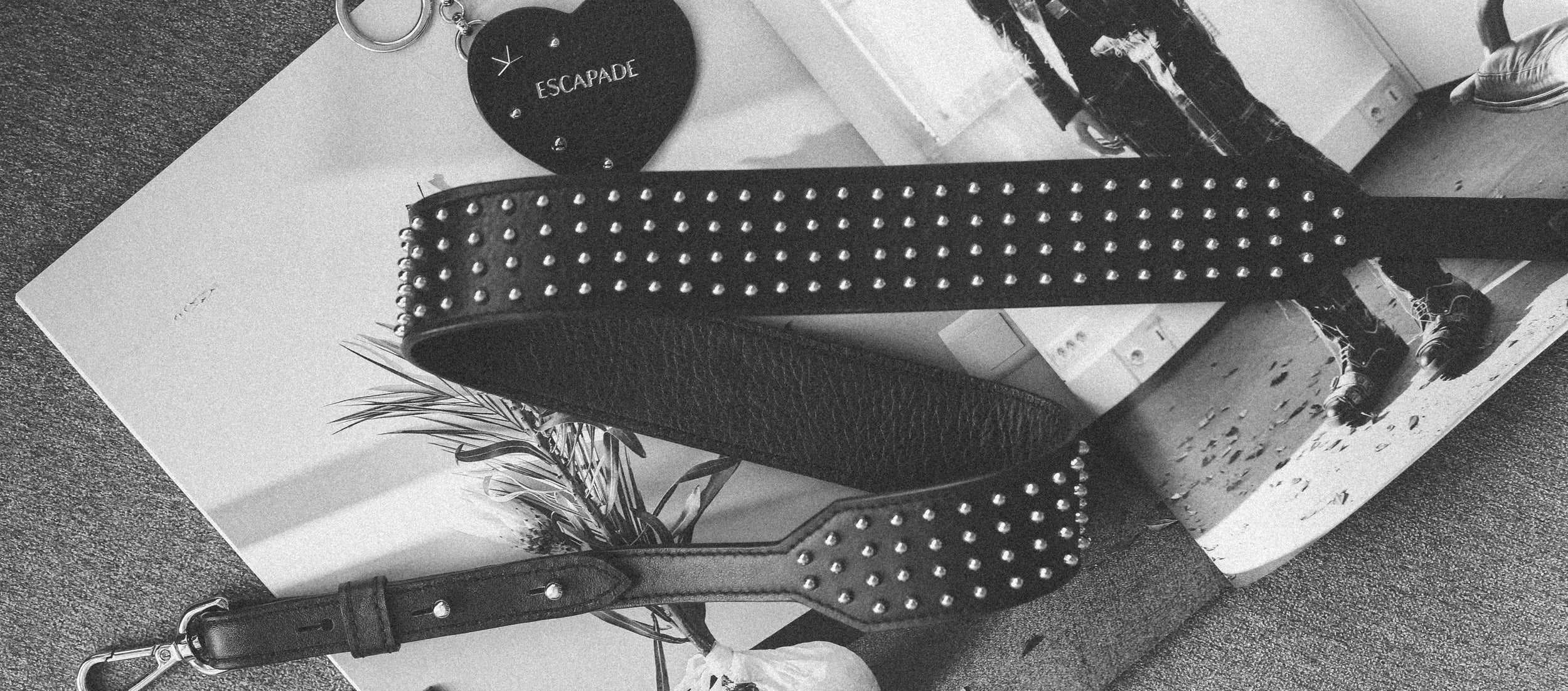 Black leather strap with studs