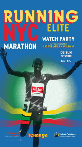 Running Elite Marathon Event Flyer Nov 5th 2023 Teranga Africa center NY 9am-6pm